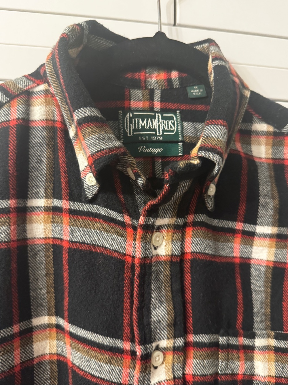 Gitman Vintage Men’s Black & Red Plaid Flannel Shirt